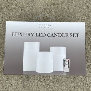 White Luxury LED Candle Set W/Remote By Modern Elegance New In Box